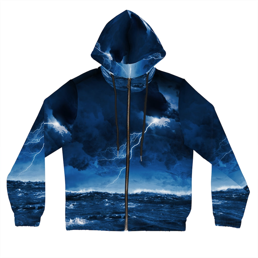 Stormy night at sea Women’s Full-Zip Hoodie (AOP)
