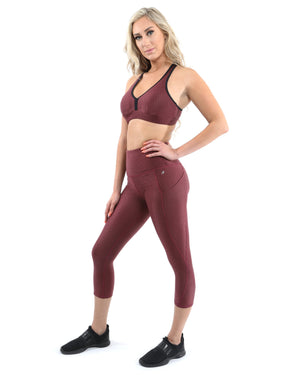 SALE! 50% OFF! Verona Activewear Sports Bra - Maroon [MADE IN ITALY] - Size Small
