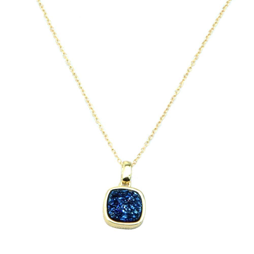 Christy Square Druzy Necklace in Gold
