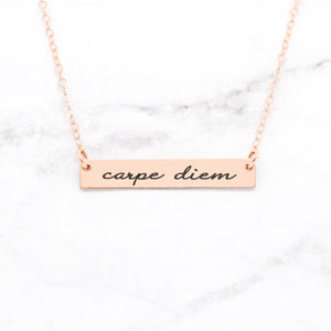 Carpe Diem Necklace - Gold Quote Necklace
