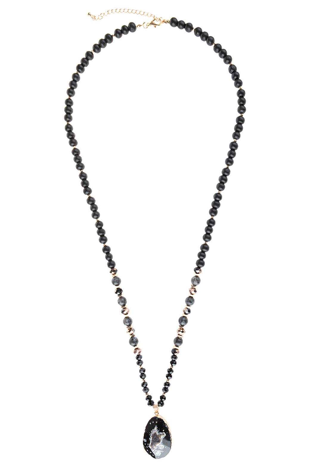 Hdn3029 - Beaded Necklace With Stone Pendant