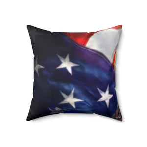 Bald eagle with American flag Faux Suede Square Pillow