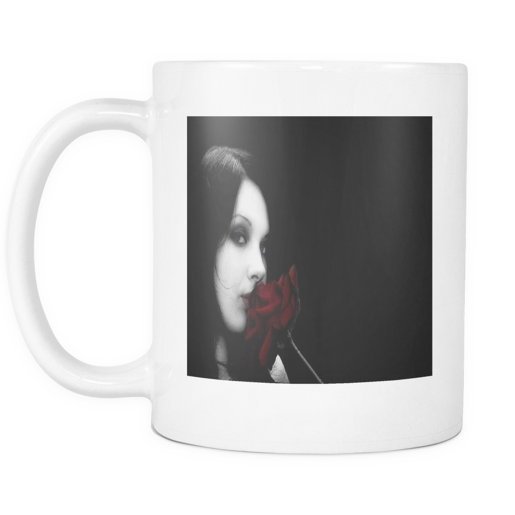 Sexy Gothic Woman with Roses double sided 11 ounce coffee mug