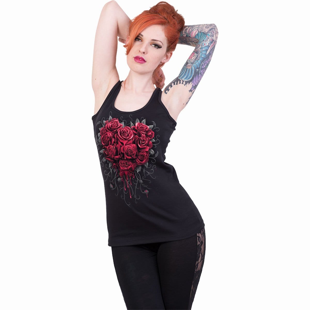 Spiral direct bleeding heart womens razor back roses Black new
