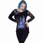 Spiral direct bluebell fairy womens Lace One Shoulder Top Black gothic new