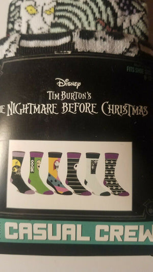 disney the nightmare before christmas mens casual crew socks 6 pairs per package