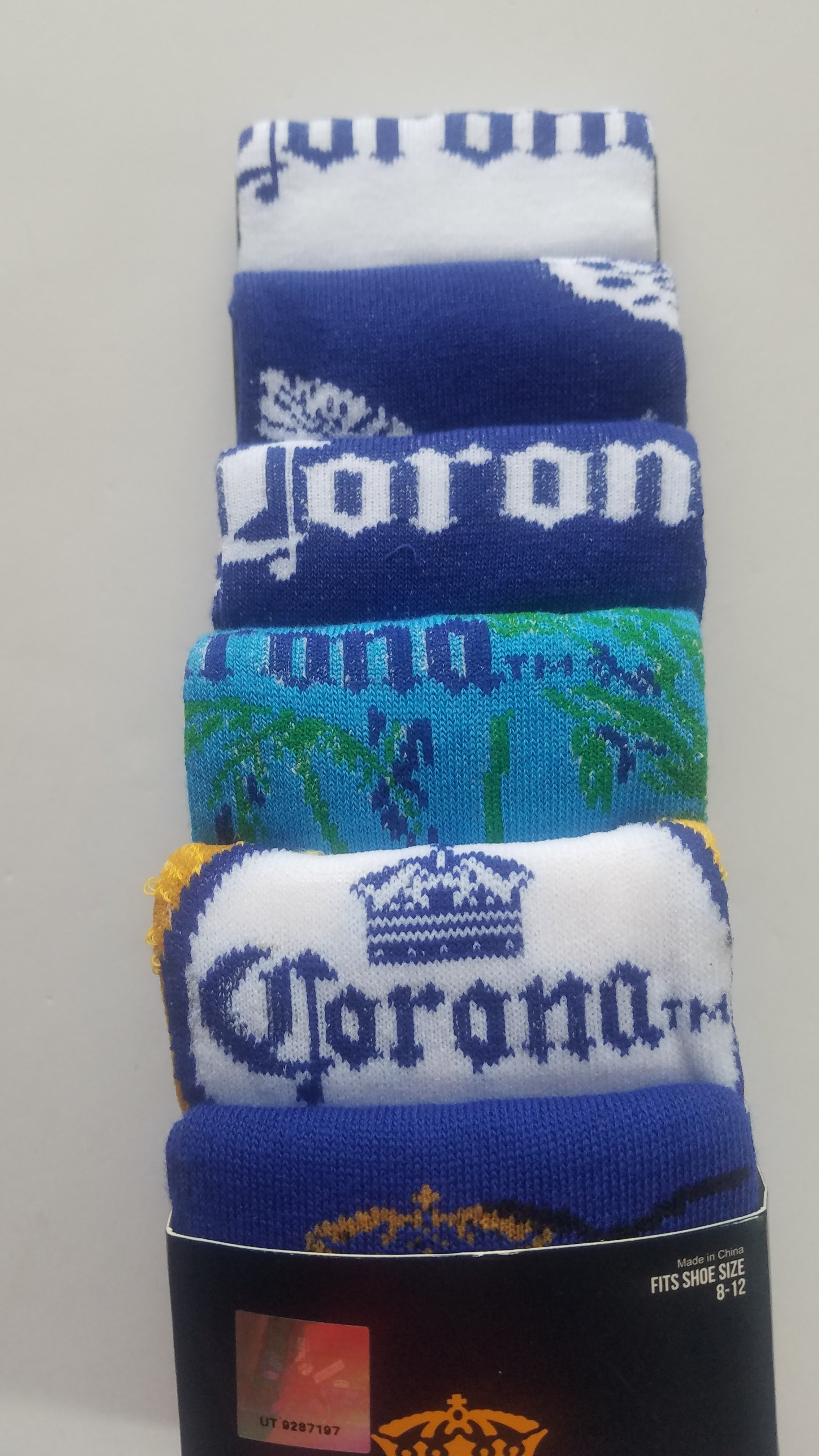 Corona beer Mens casual crew socks 6 pair shoe size 8 12 new in package