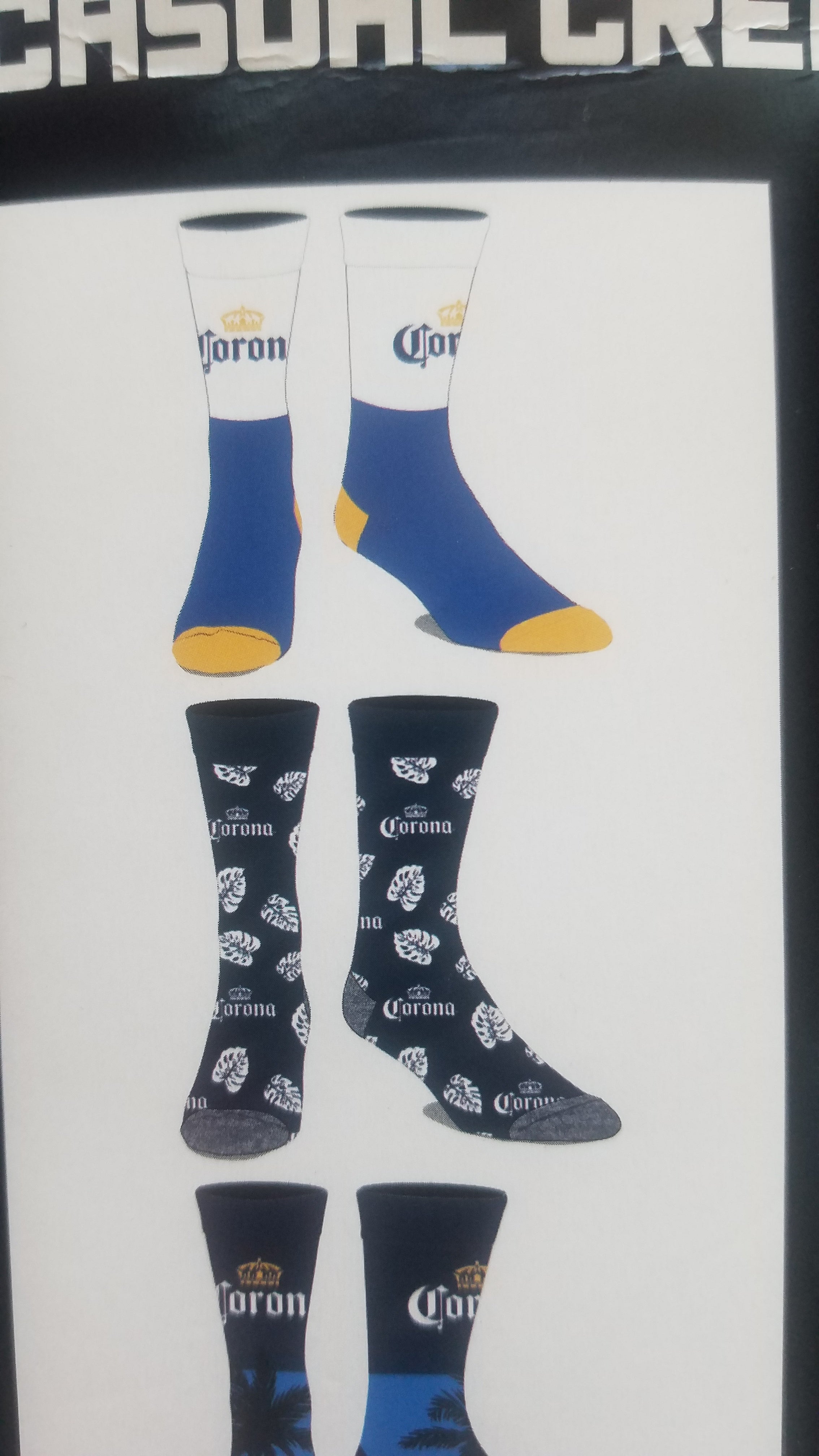 Corona beer Mens casual crew socks 6 pair shoe size 8 12 new in package