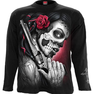 Spiral Direct death pistol gothic mens long sleeve graphic t shirt new