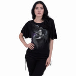 Spiral direct guardian angels Boat Neck Bat Sleeve Top Black new gothic