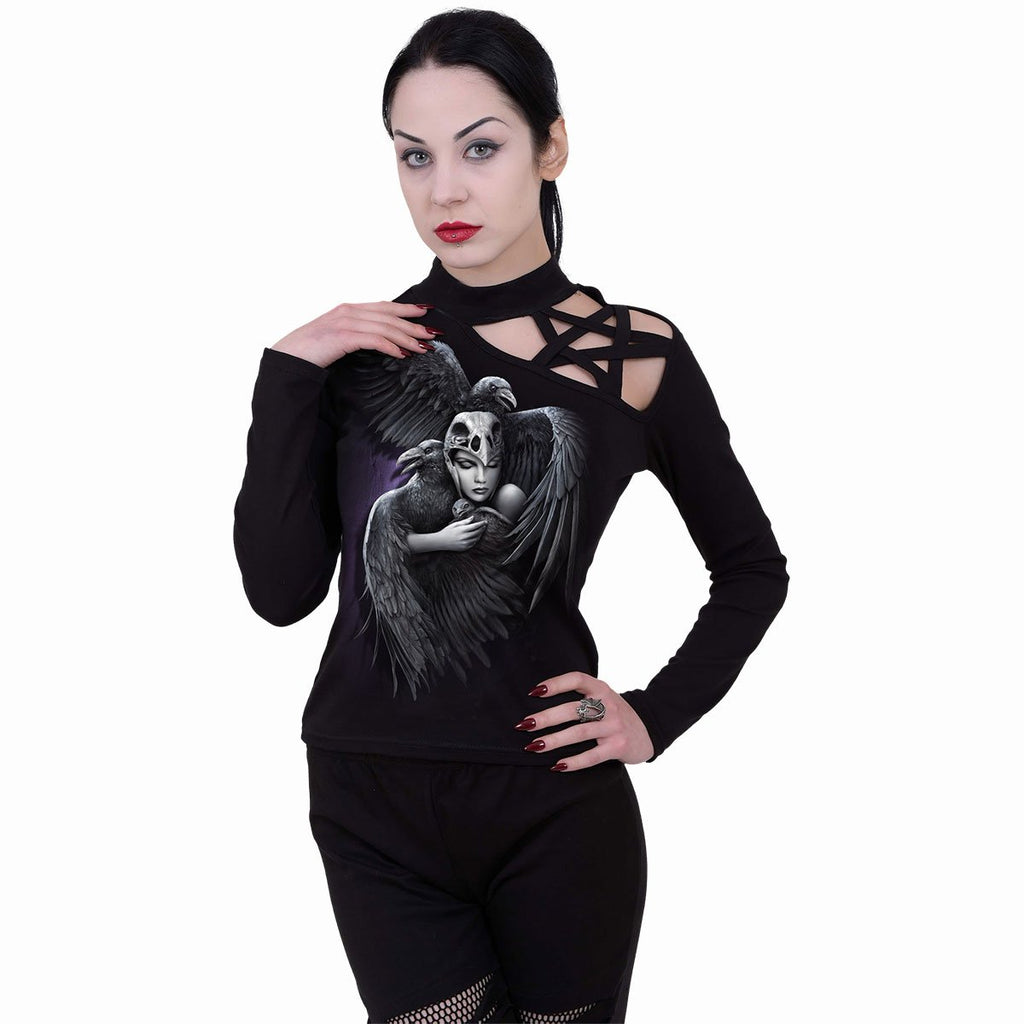 Spiral direct guardian angels Pentagram Shoulder Long sleeve Top gothic new