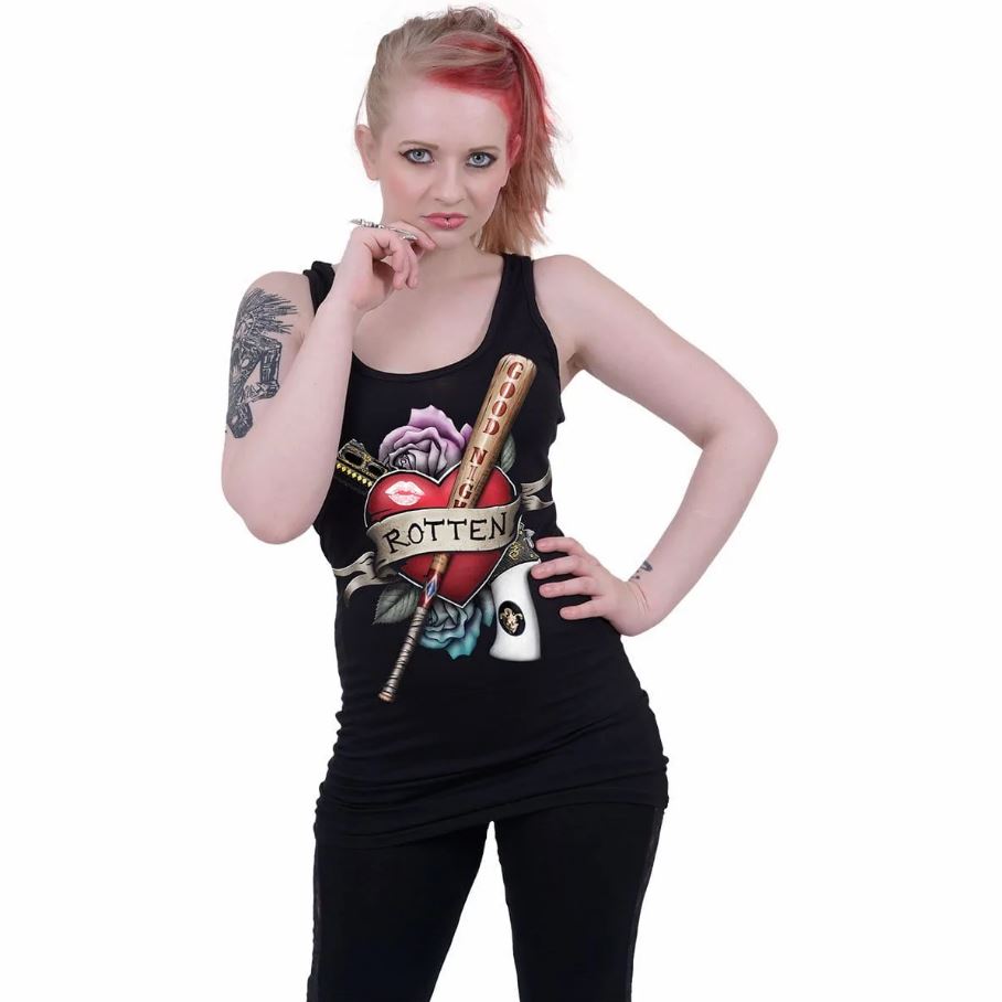 Spiral direct harley quinn rotten womens razor back Black new