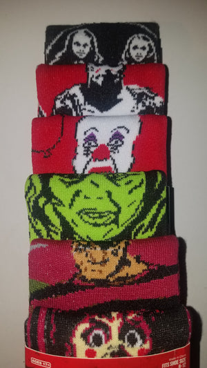 Horror movie men casual crew socks 6 pairs new in package