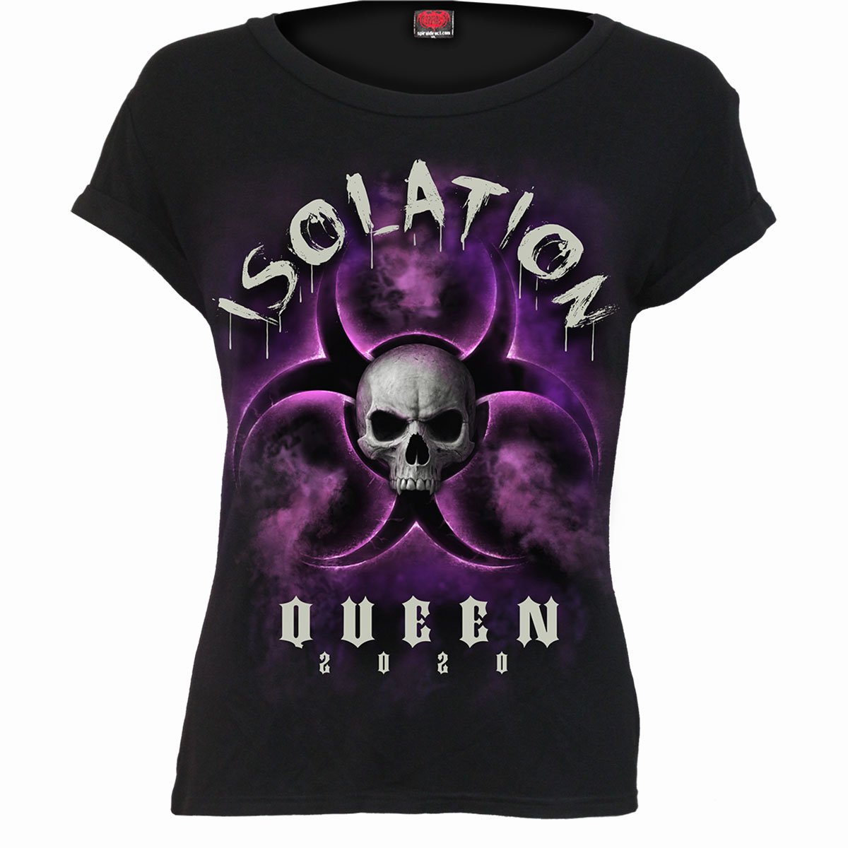 Spiral Direct ISOLATION QUEEN boatneck cap sleeve Goth 2020 Top black new
