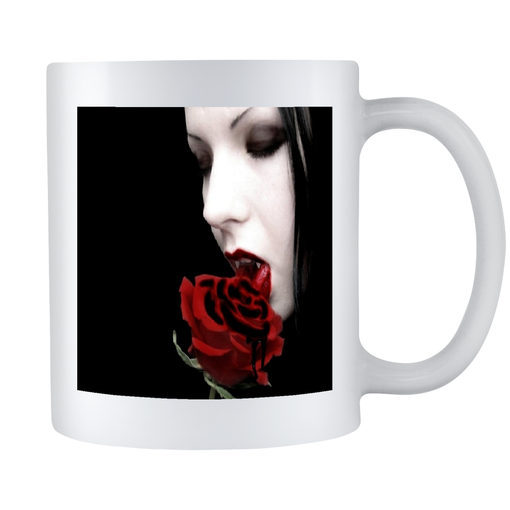 Dark Gothic Vampire and Rose Double sided 11 ounce coffee mug