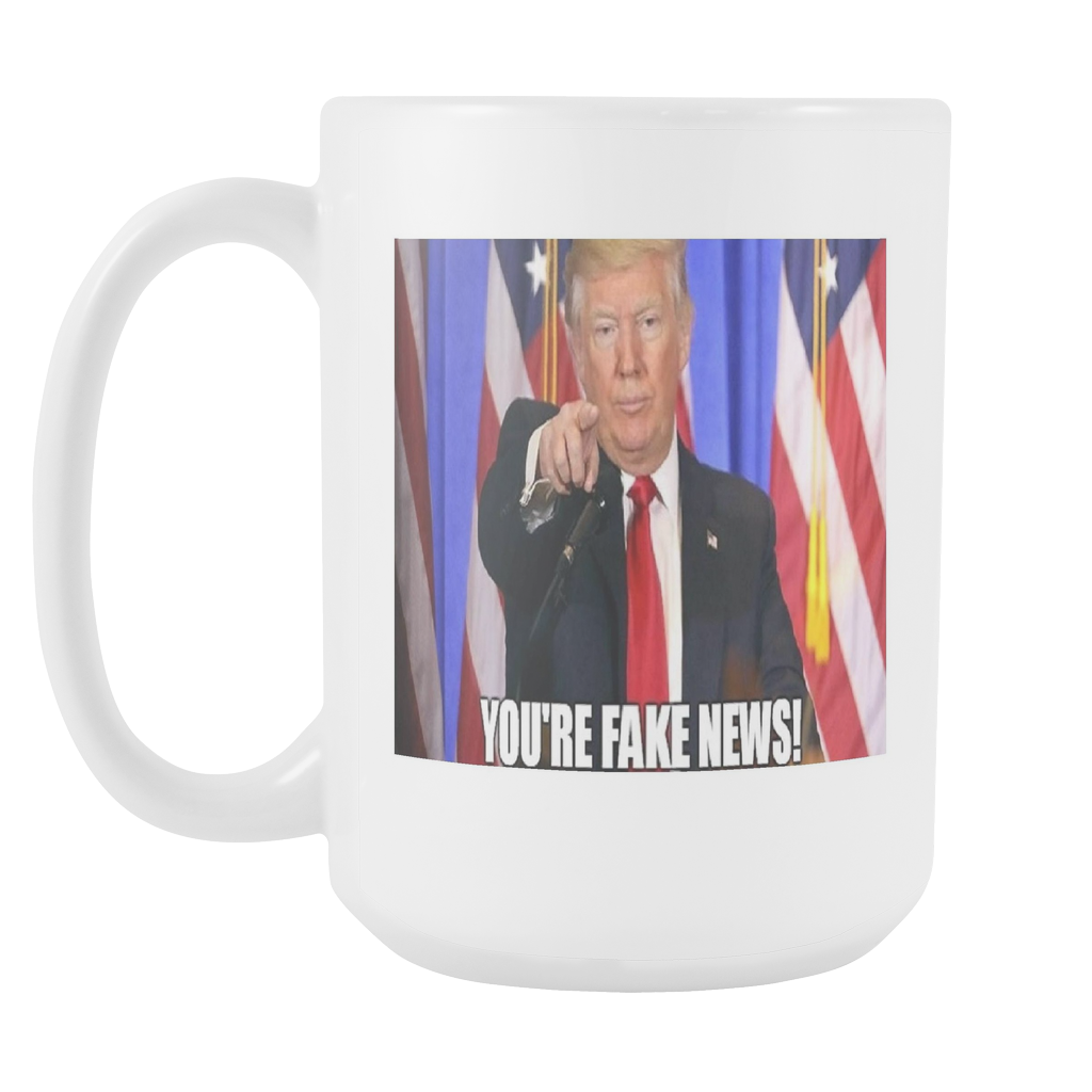Trump fake news meme 15 ounce double sided coffee mug