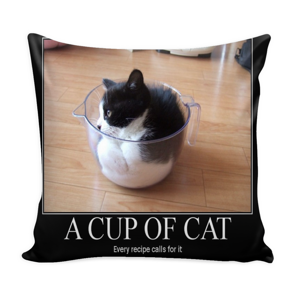 Cup of Cat funny Meme Pillow Cover