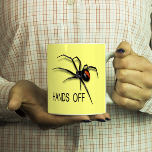 Hands Off Spider 11 ounce double sided coffee mug