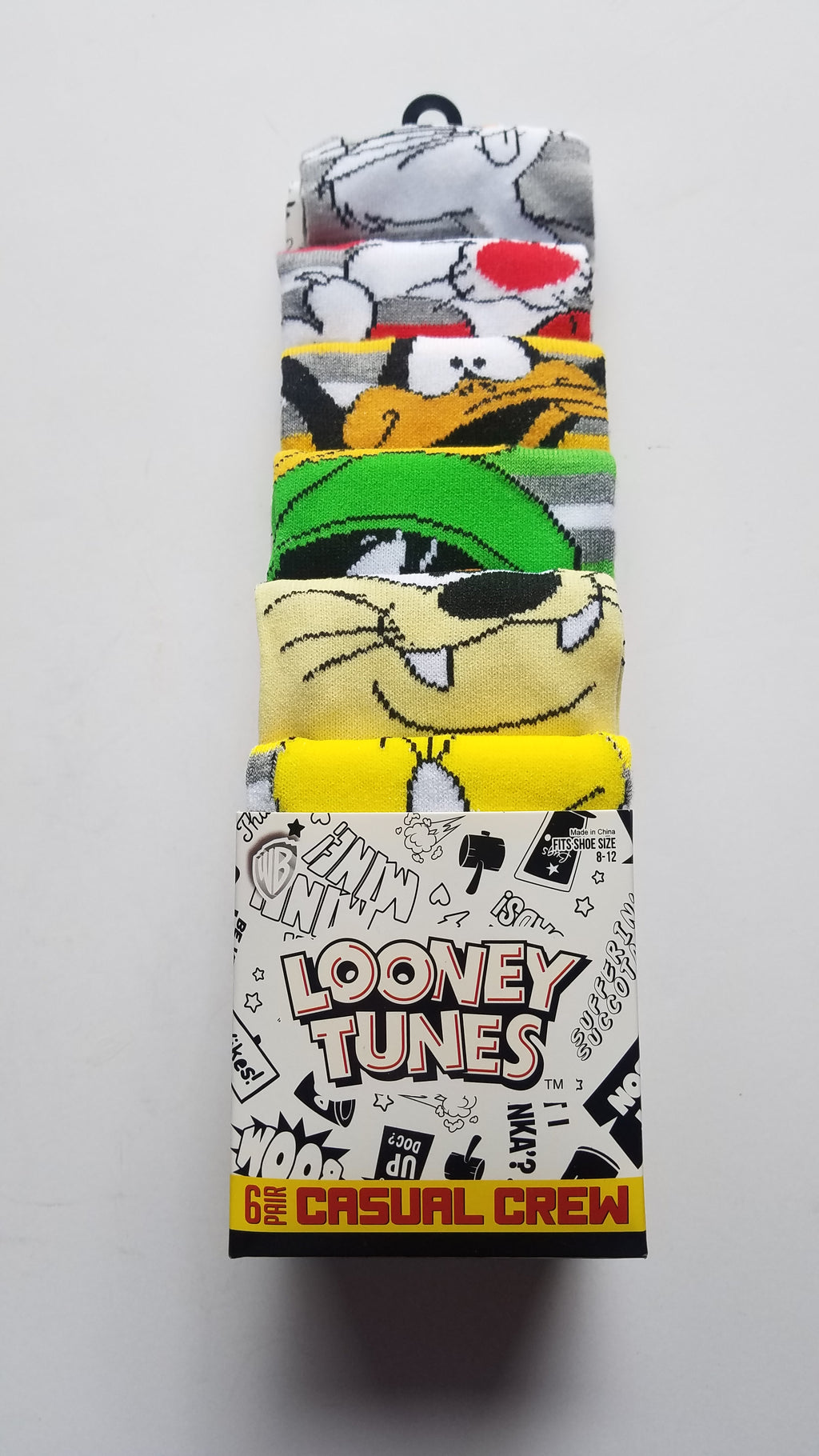 looney tunes mens casual crew socks 6 pack bugs bunny and others