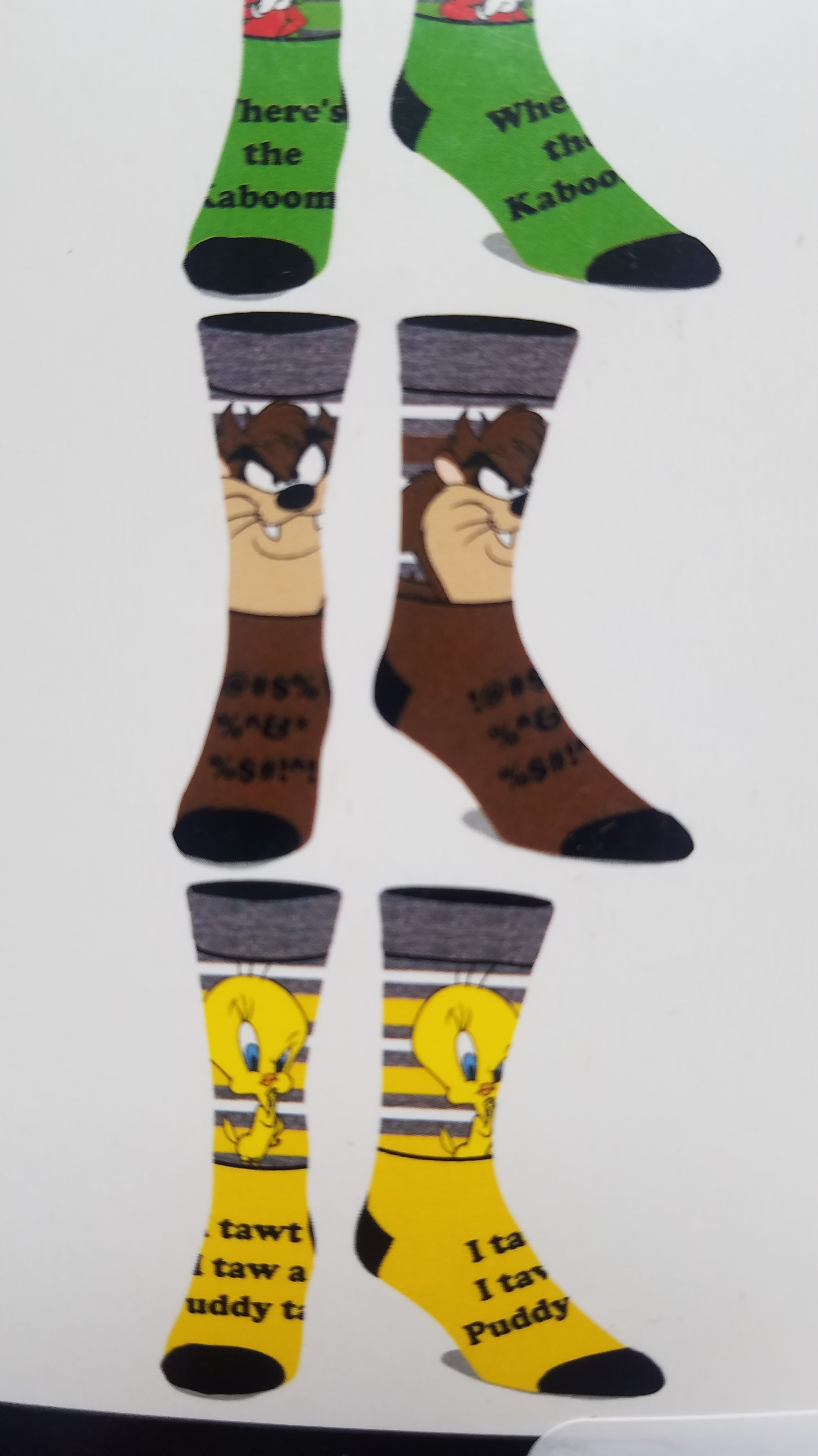 looney tunes mens casual crew socks 6 pack bugs bunny and others
