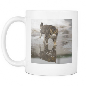 CAT ON WATER 11 OUNCE DOUBLE SIDED COFFEE MUG