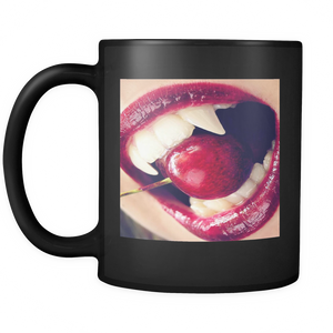Vampire cherry 11 ounce double sided black coffee mug