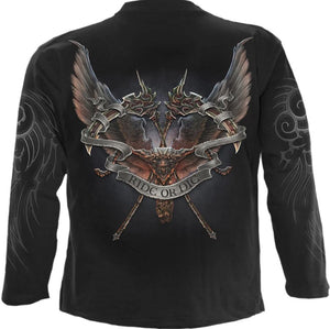 Ride or die long sleeve gothic biker mens t shirt