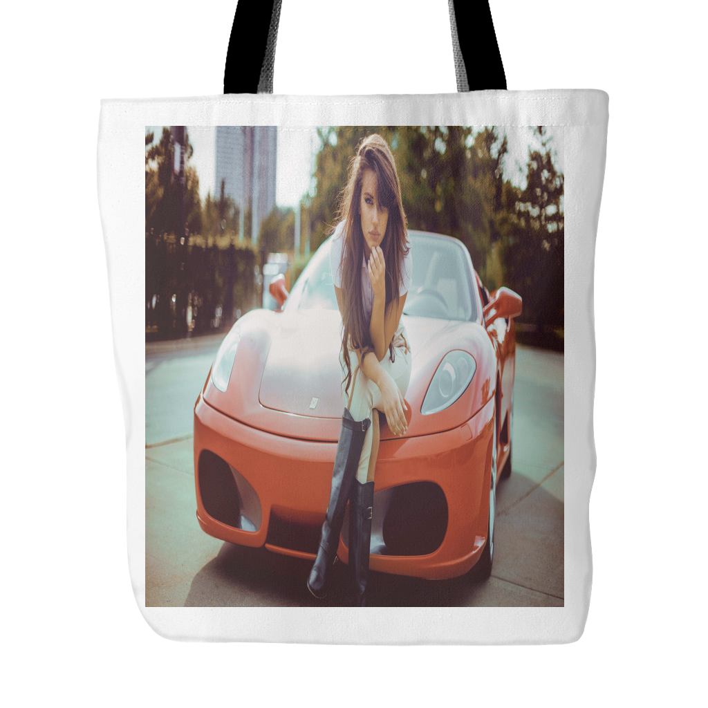WOMAN ON A HOT CAR TOTE BAG