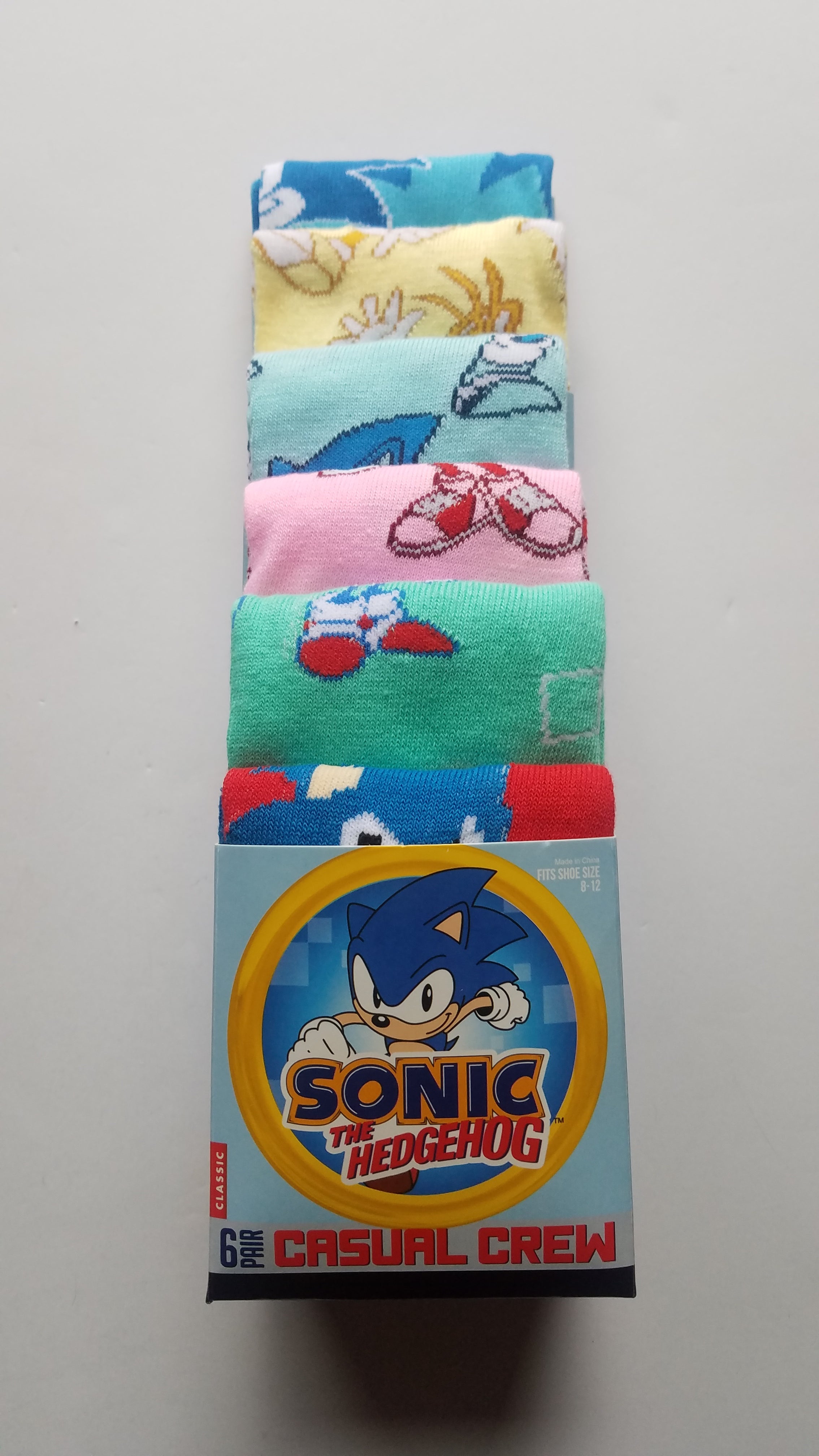 sonic the hedgehog men casual crew socks 6 pairs new in package
