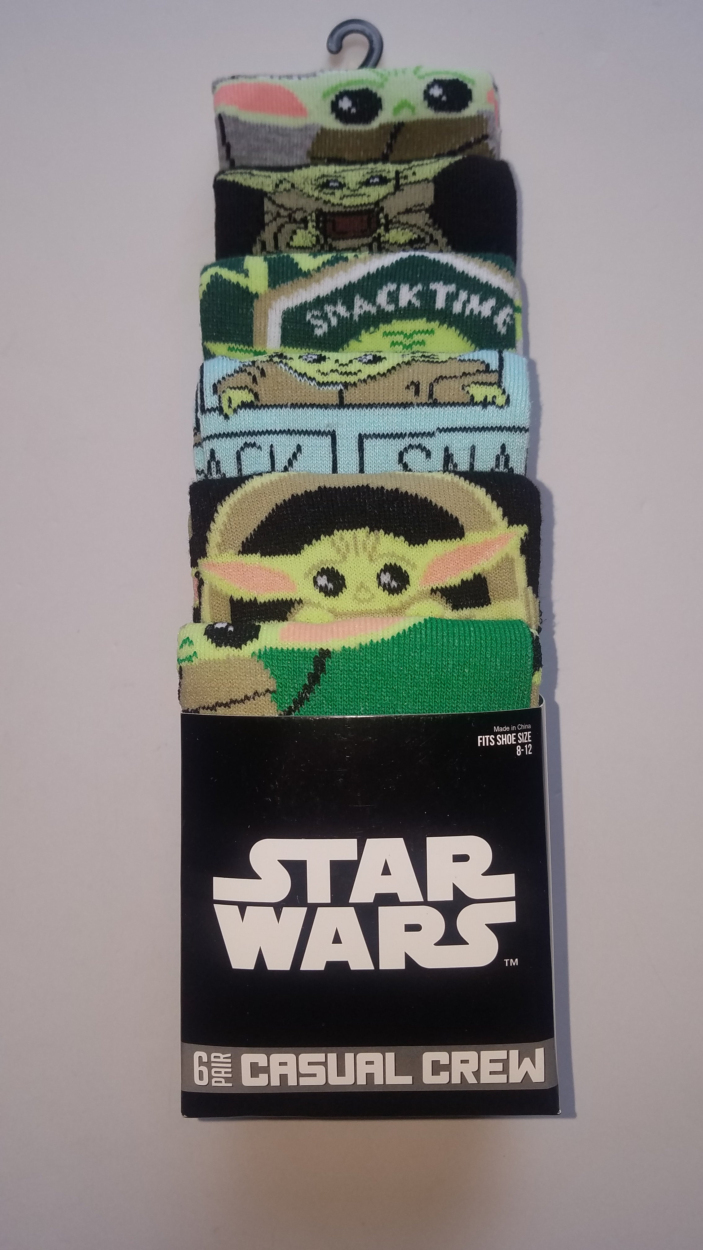 disney star wars the child baby yoda mens casual crew socks 6 pack fits shoe size 8 12