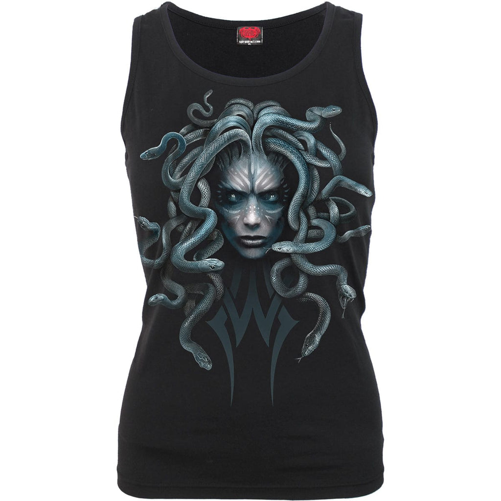 Spiral direct stone gaze womens razor back medusa snakes head Black new