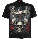 spiral direct unspoken gothic music skull mens t shirt  with guitars