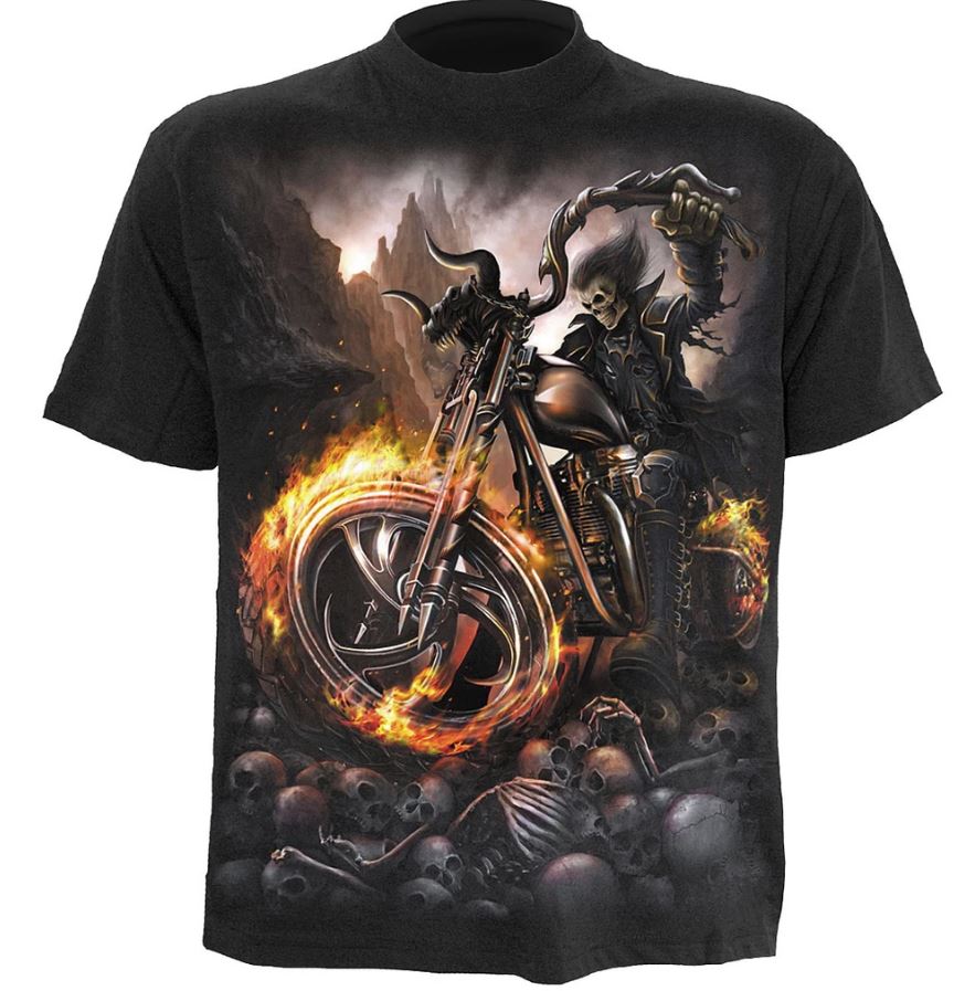 spiral direct wheels of fire gothic skull mens t shirt biker