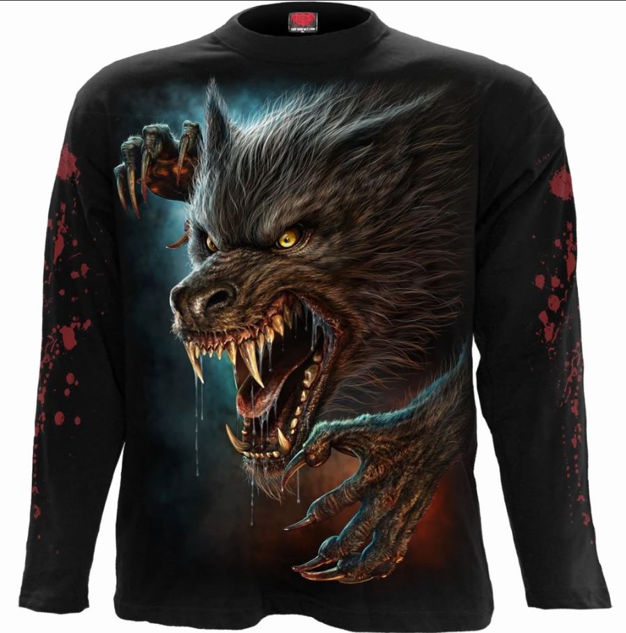 spiral direct wild moon werewolf gothic mens t shirt long sleeve new