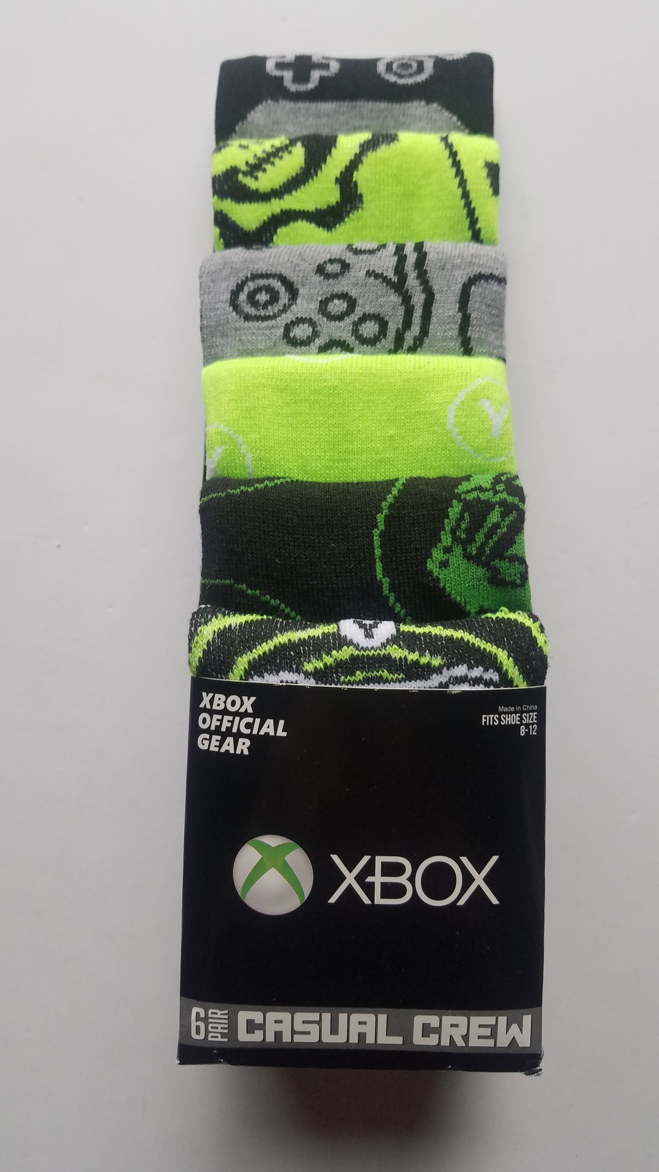 xbox official gear men casual crew socks 6 pack fits shoe size 8 to 12 new