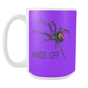 Hands Off Spider double sided 15 ounce coffee mug