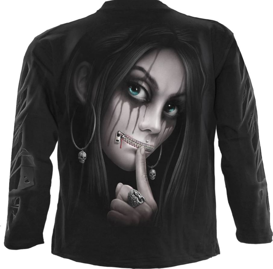 spiral direct zipped gothic girl mens t shirt long sleeve halloween horror
