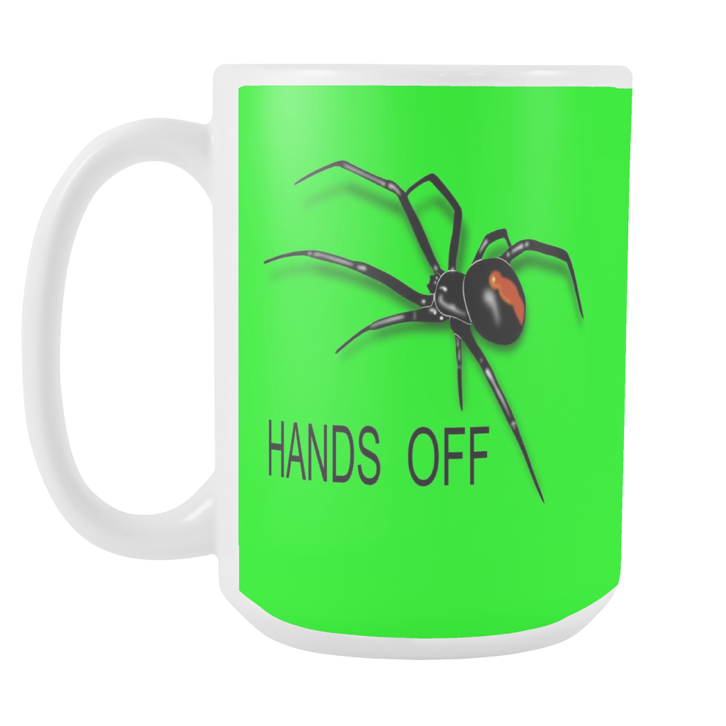Hands Off Spider double sided 15 ounce coffee mug
