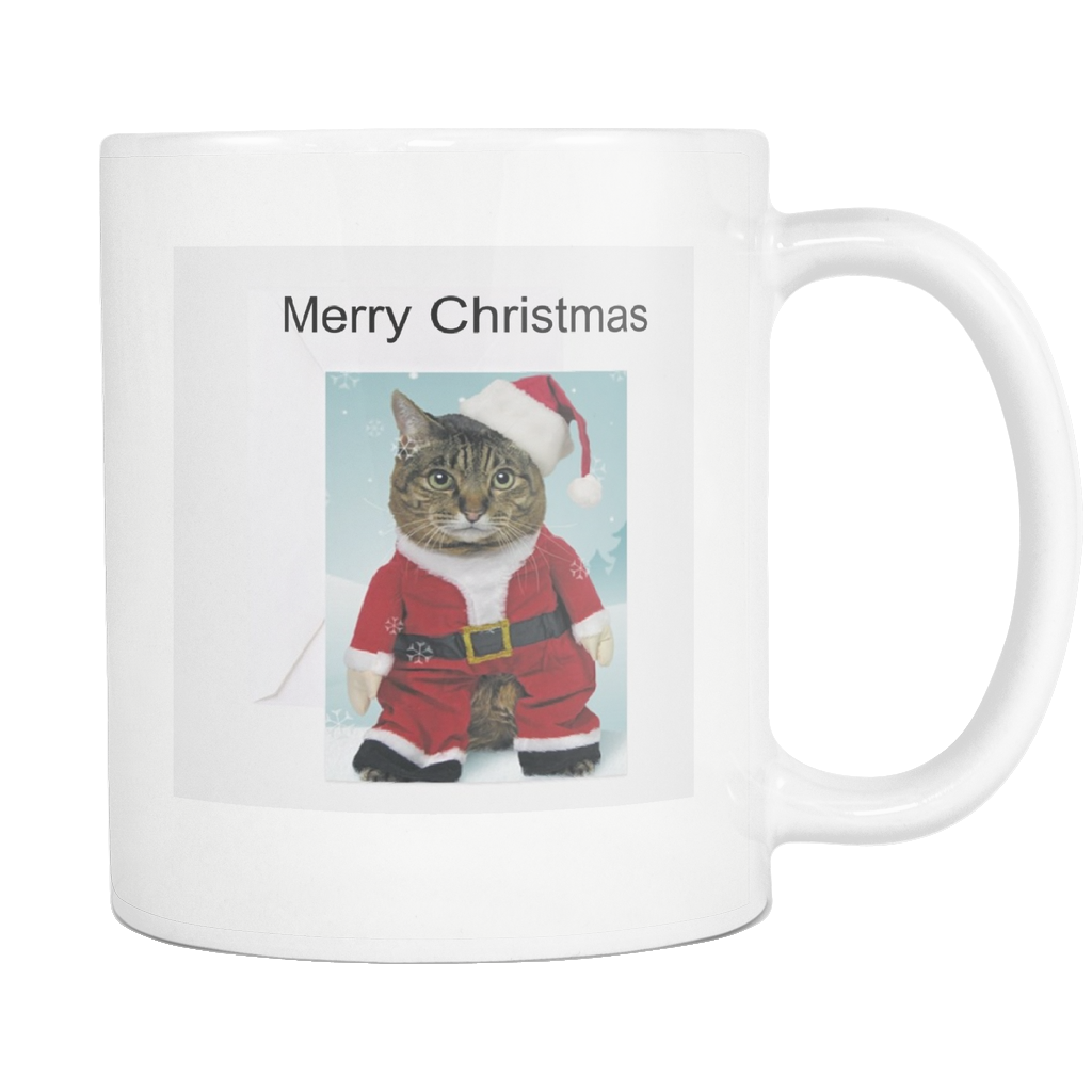 Christmas Santa cat on 11 ounce coffee mug