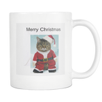 Christmas Santa cat on 11 ounce coffee mug