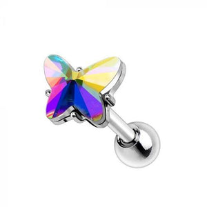 316L Stainless Steel Aurora Borealis Butterfly Cartilage Earring