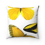 Yellow Butterfly Spun Polyester Square Pillow