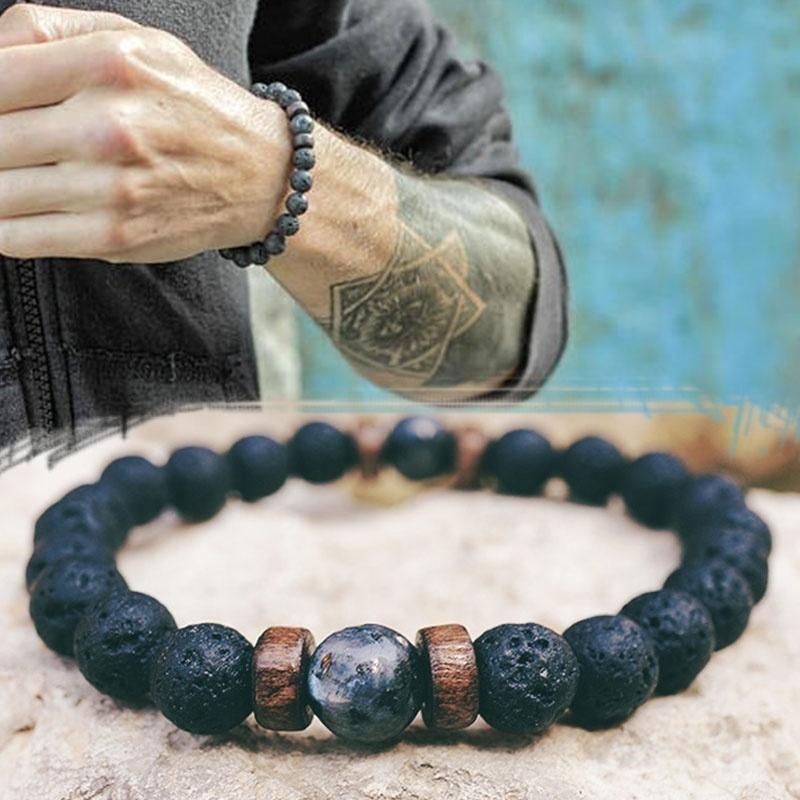 Men's Bracelet Natural Moonstone Bead Tibetan Buddha Bracelet Chakra Lava Stone Diffuser Bracelets