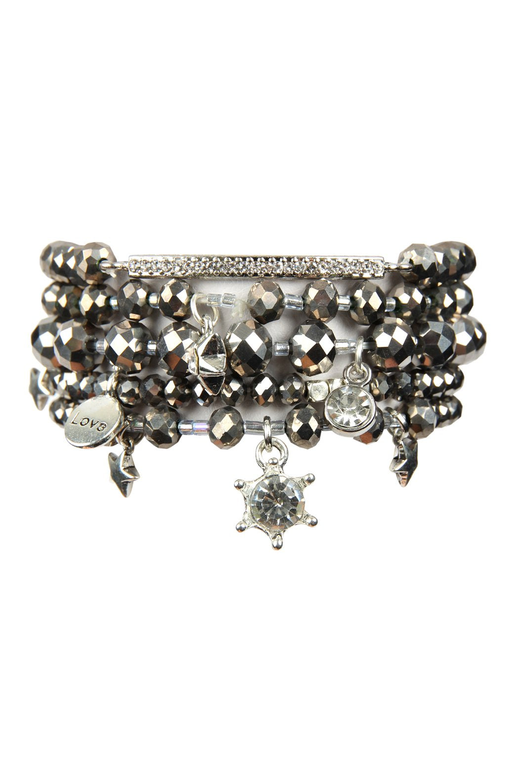 Hdb2540b - Glass Beads Charm Bracelet Set