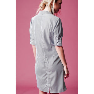 Black stripe shirt dress