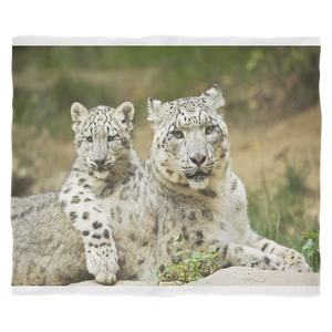 Snow Leopard Family Fleece Blanket
