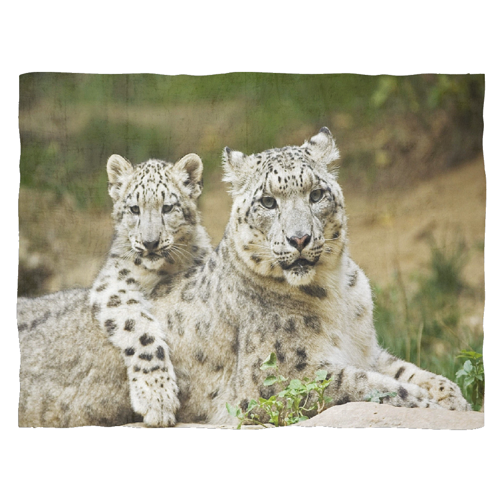 Snow Leopard Family Fleece Blanket