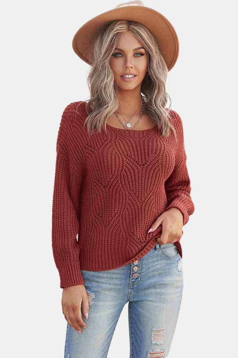 Scoop Neck Drop Shoulder Sweater