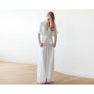 Floral lace ivory sheer maxi dress 1044