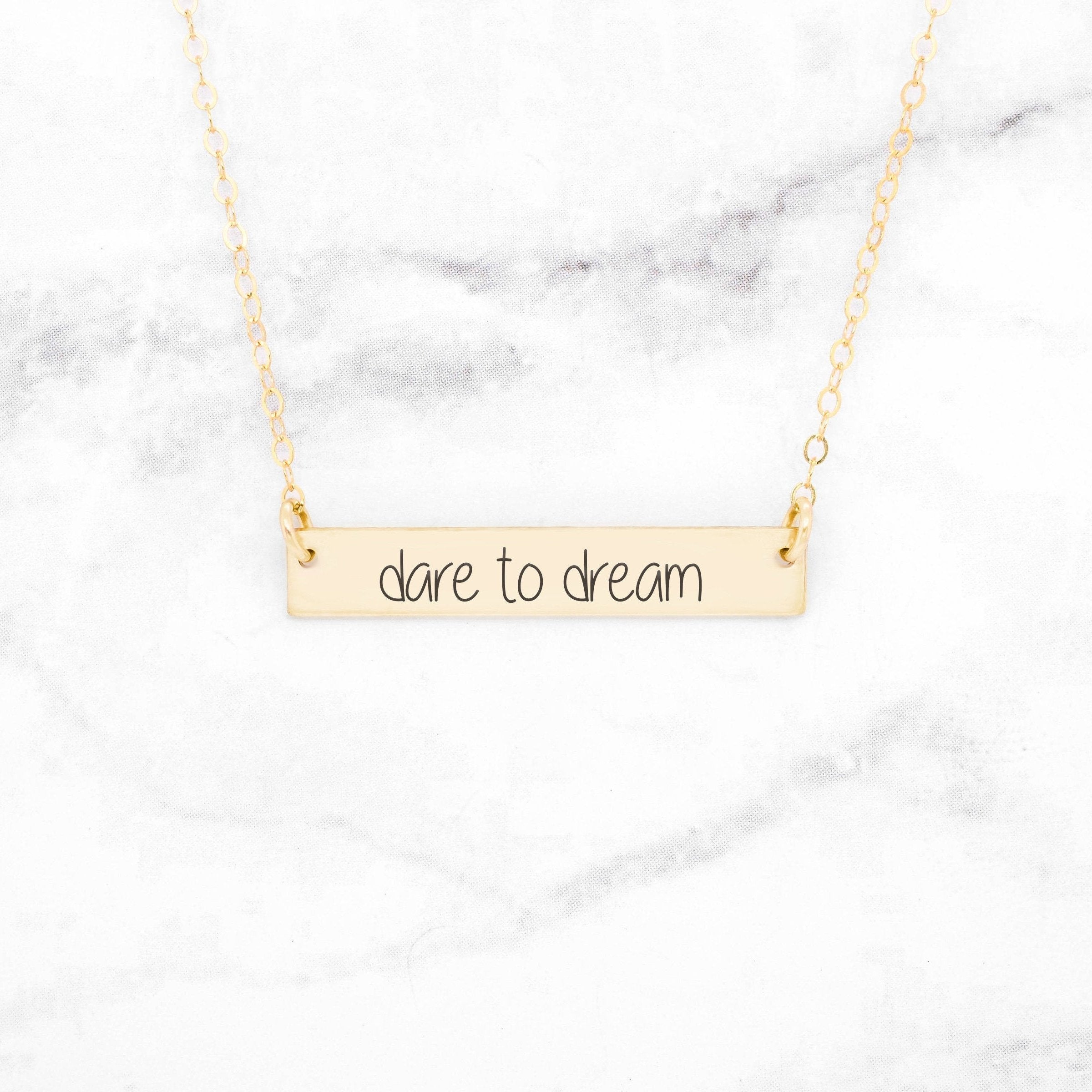 Dare to Dream - Rose Gold Bar Necklace